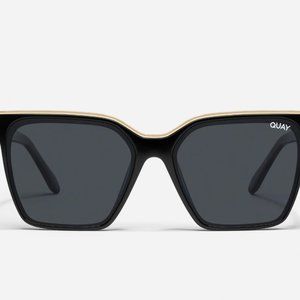 Quay Polarized Level Up Sunglasses - Black Gold Frame / Smoke Polarized Lens